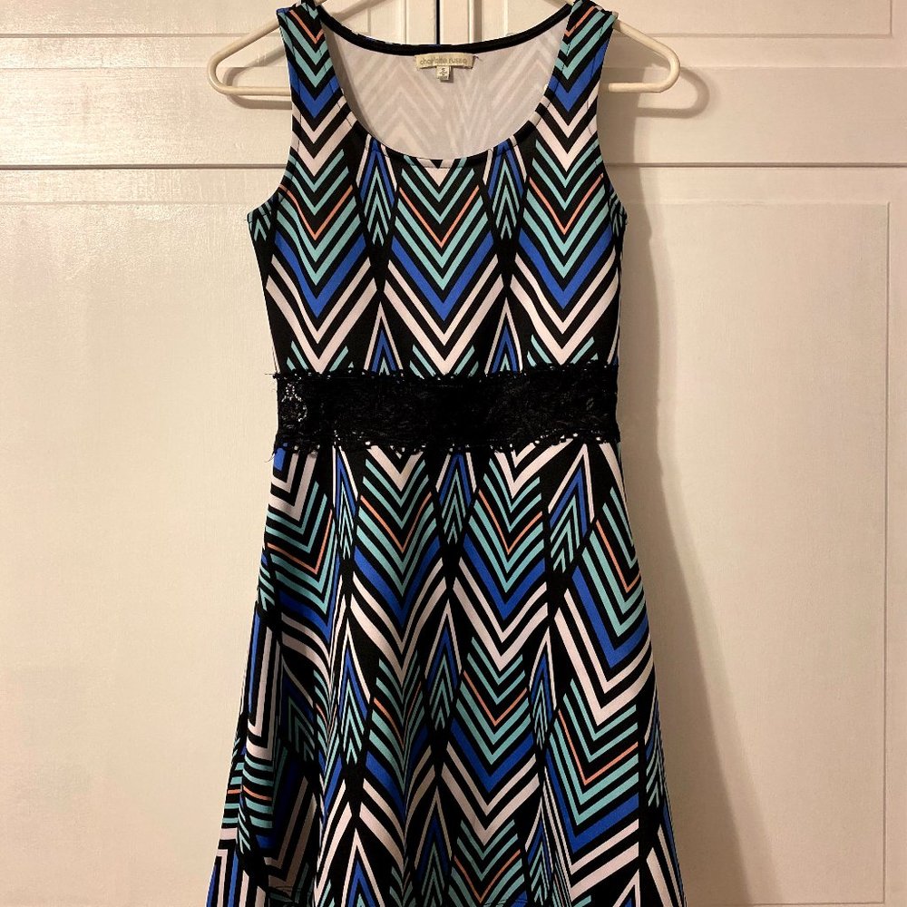 Small Colorful Printed Fit and Flare Dress